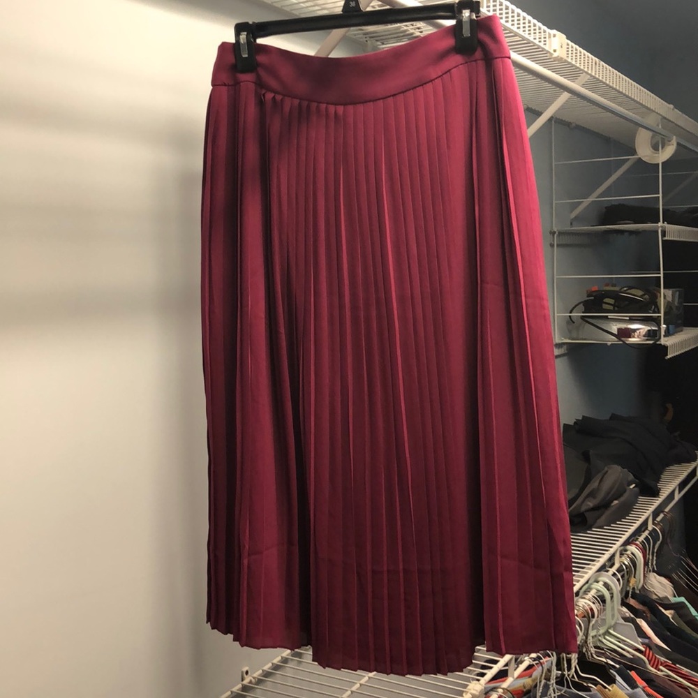 Plum J Crew Pleat Skirt
